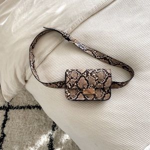 Snake-Print Belted Fanny Pack